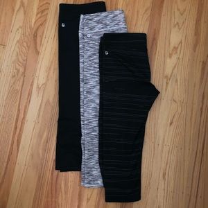 3 pair Fabletics SALAR capri leggings, size L